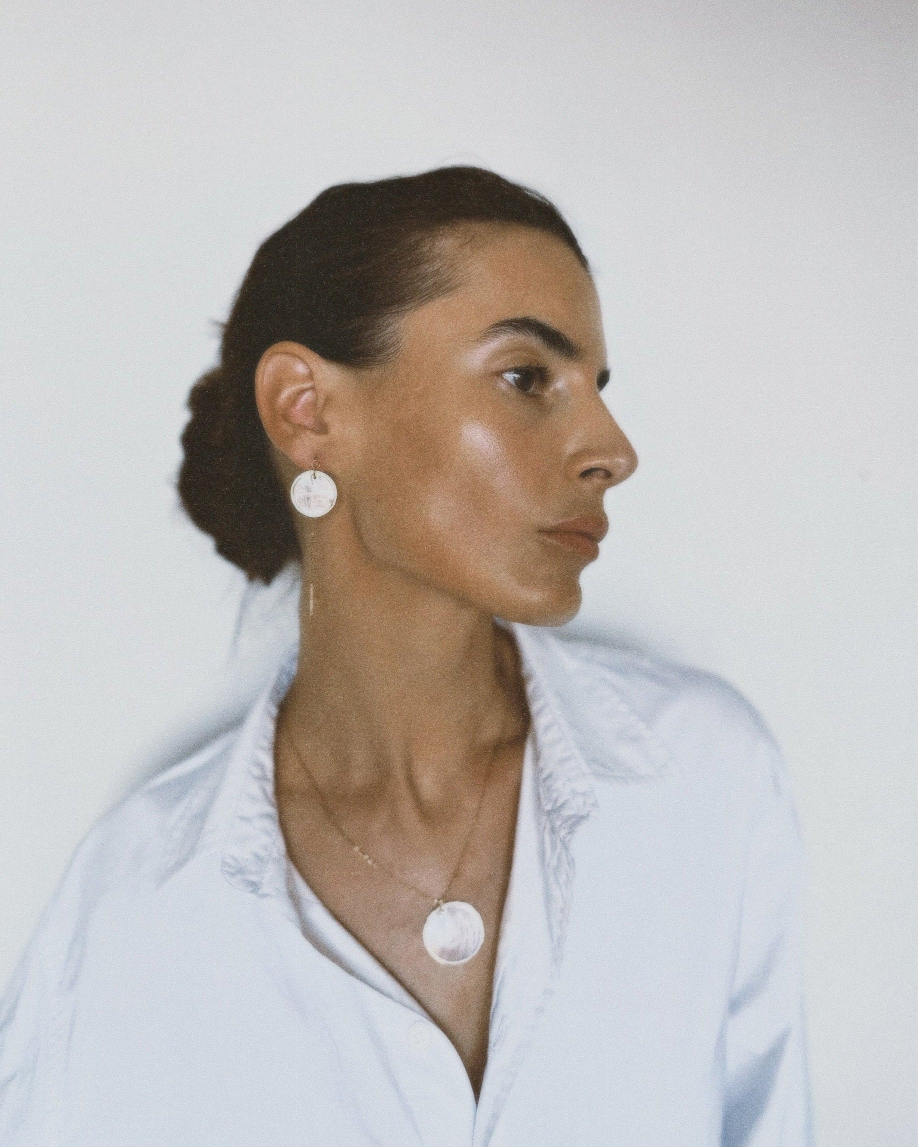 Moon mother of pearl earrings