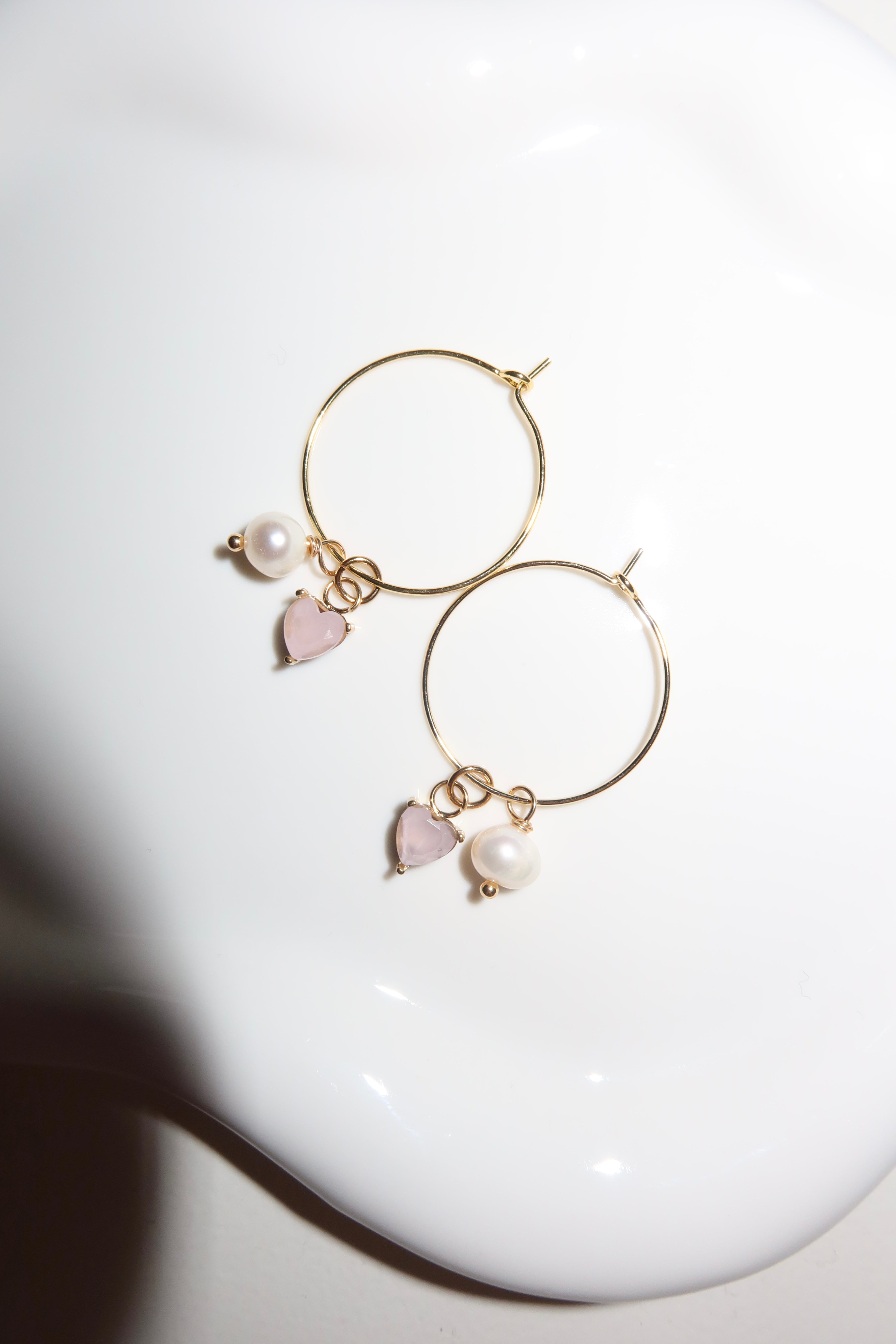 Petite Heart pearl earrings