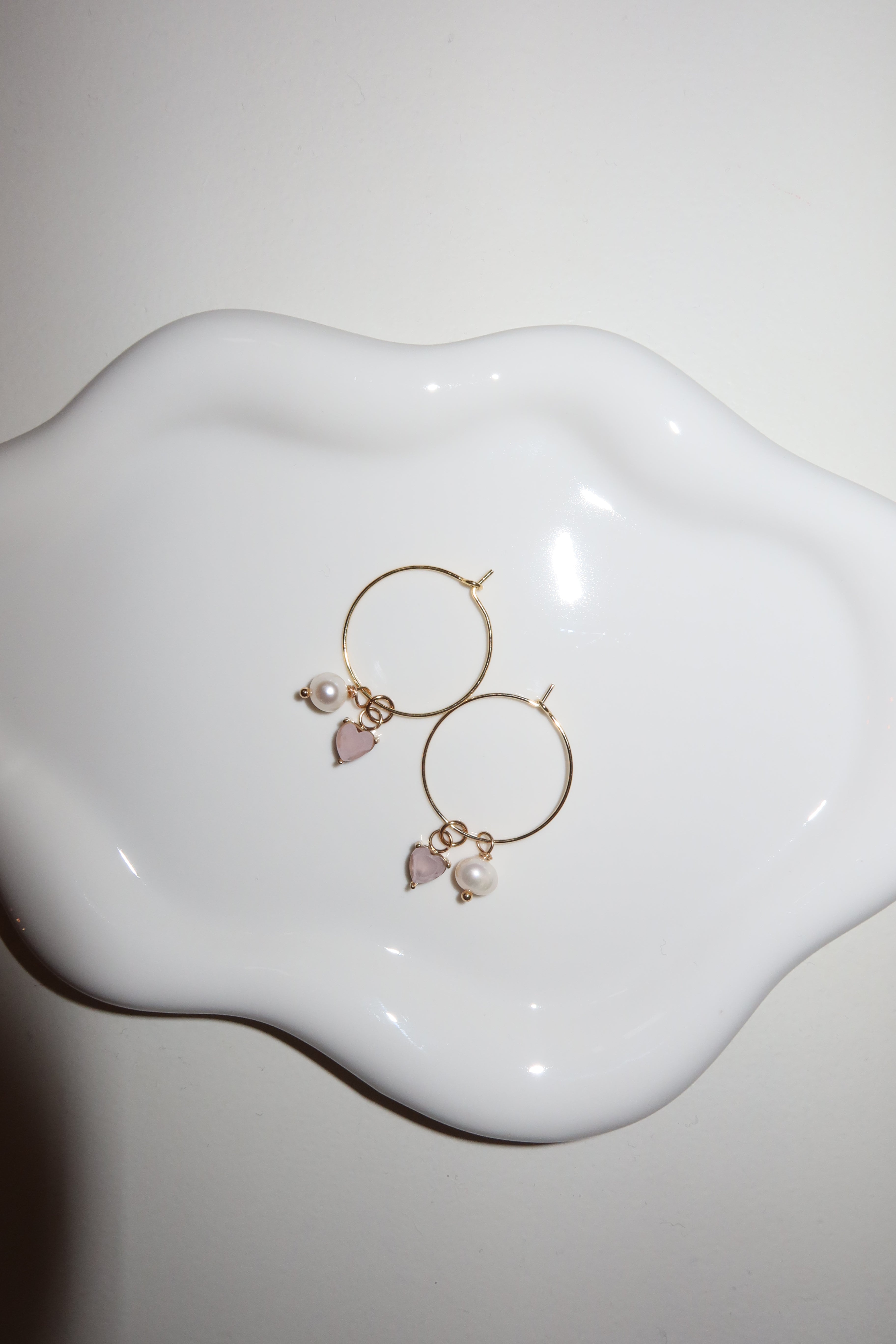 Petite Heart pearl earrings