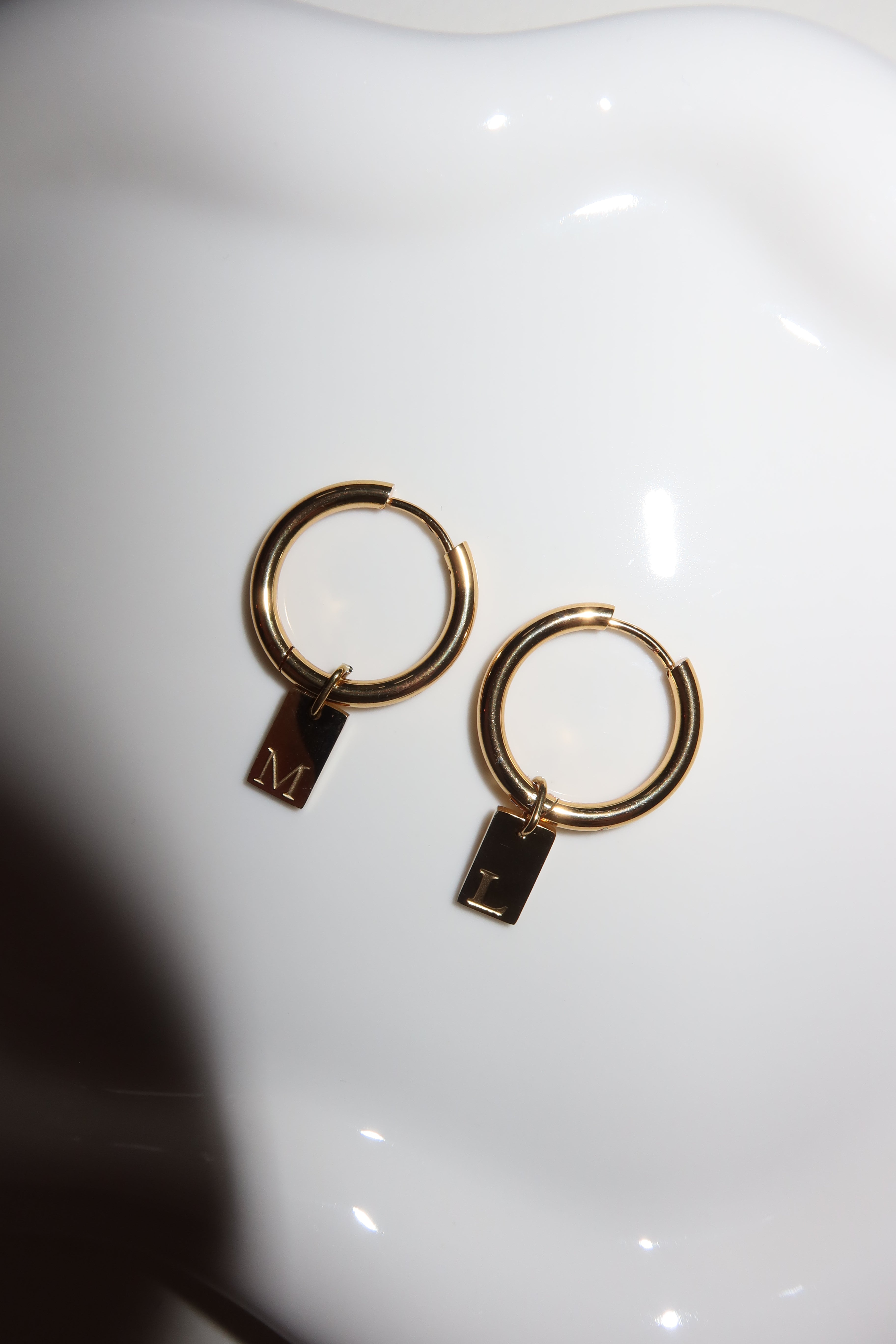 Round Letter Tag earring