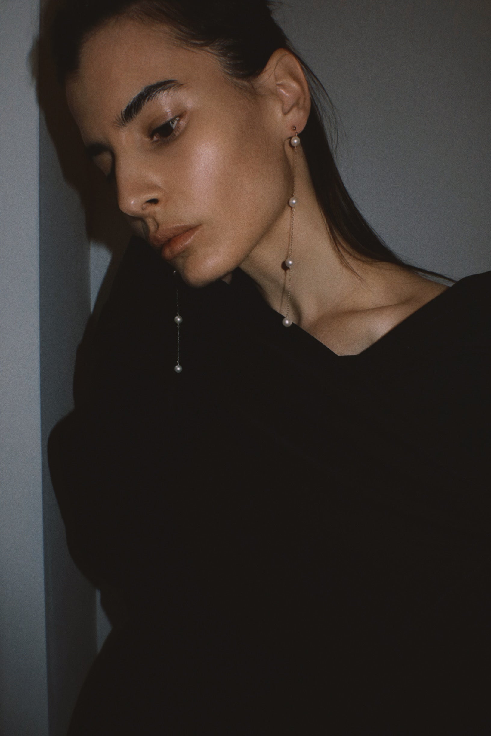 Nine pearl earrings