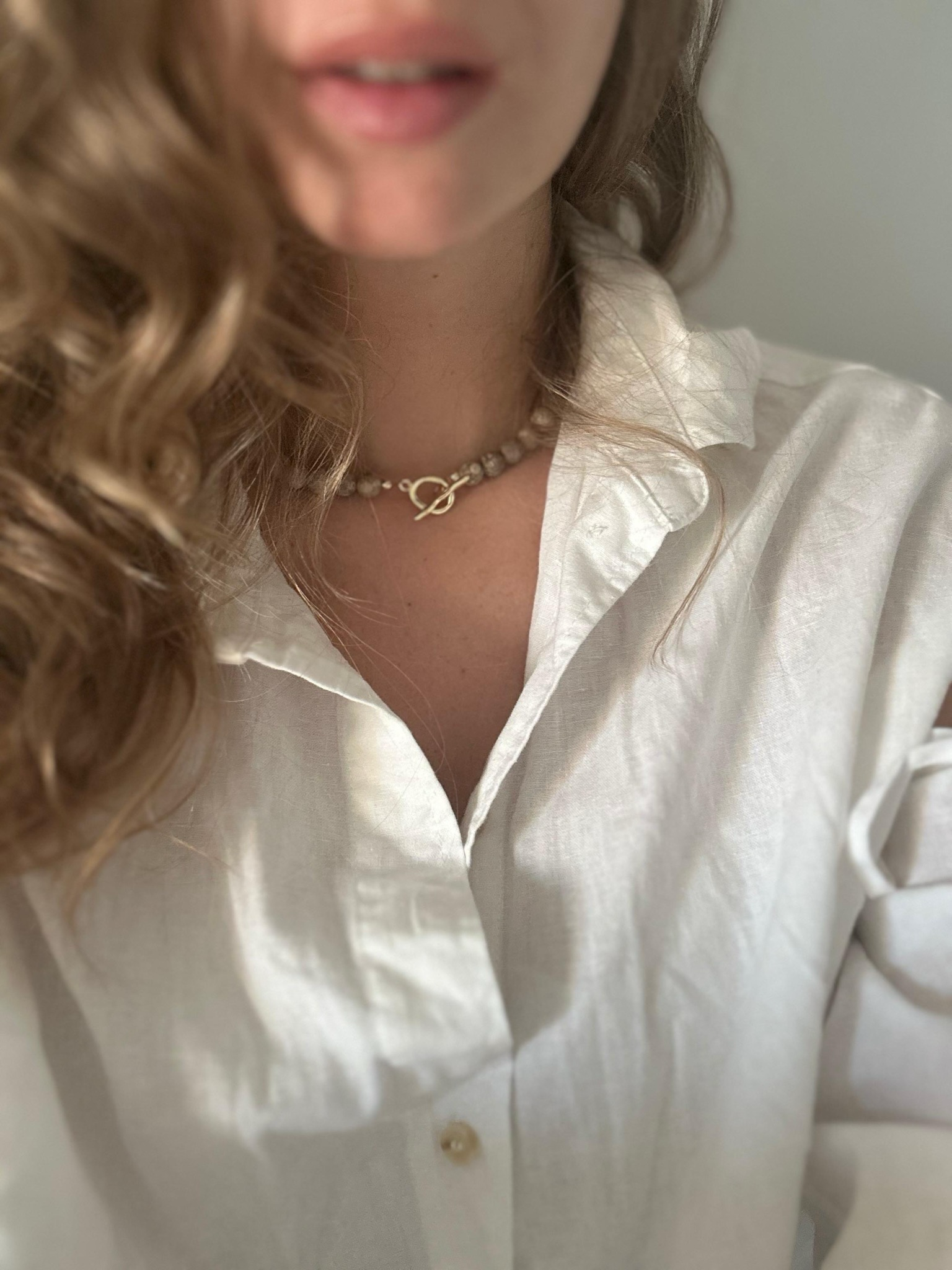 Mosaic natural stone necklace