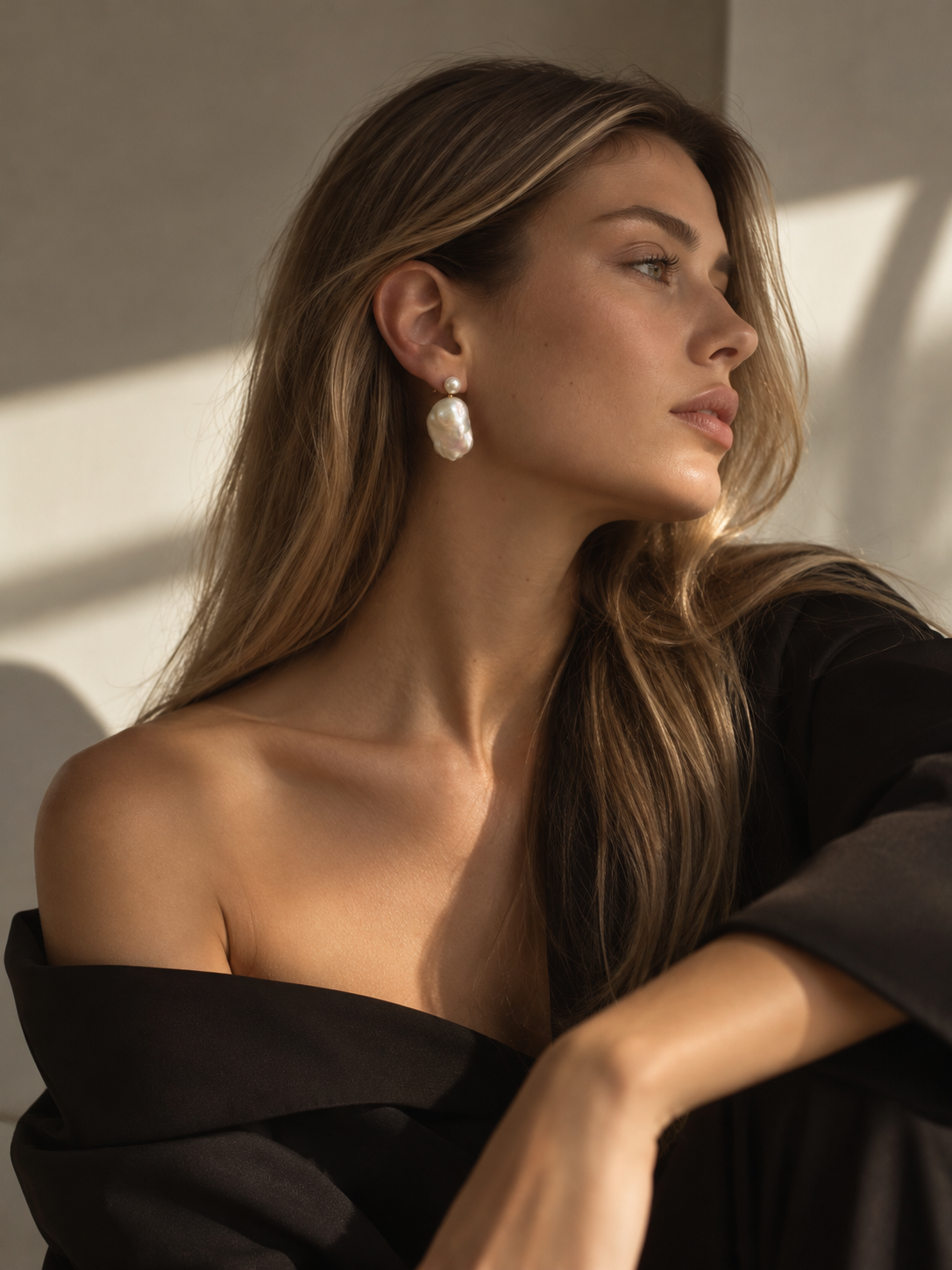 Bar pearl earrings