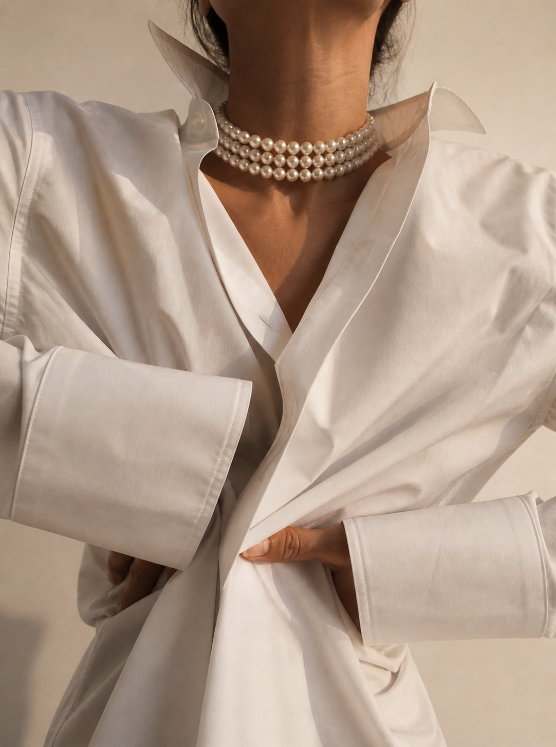 Triple Collar pearl necklace