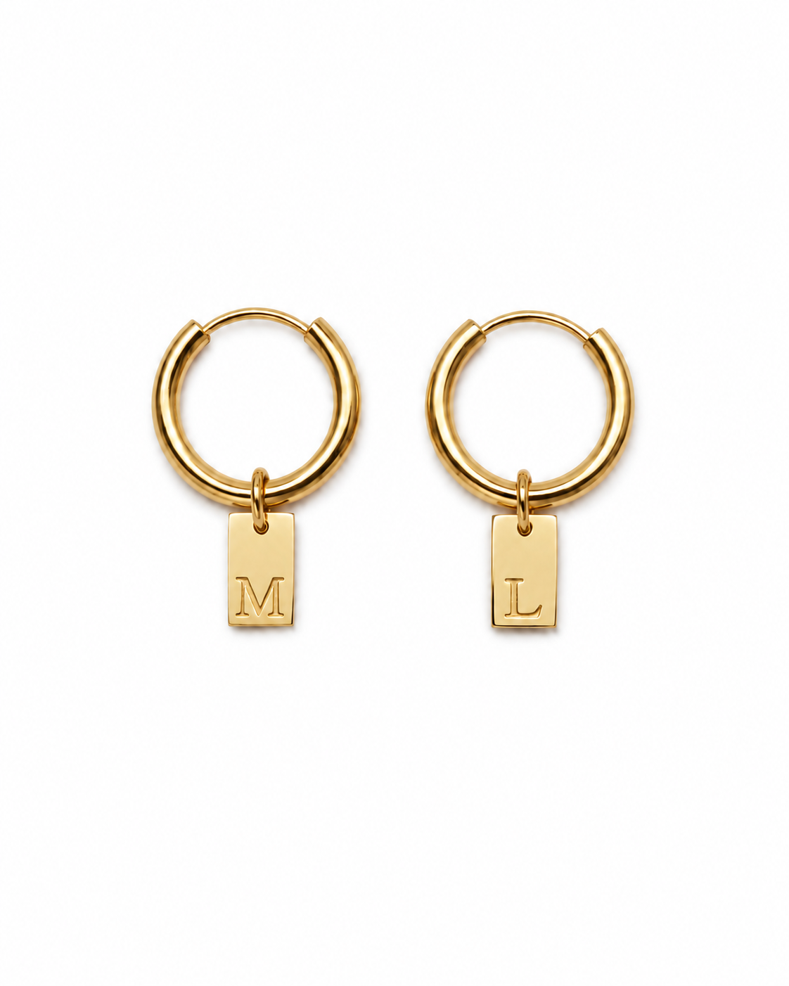 Round Letter Tag earring