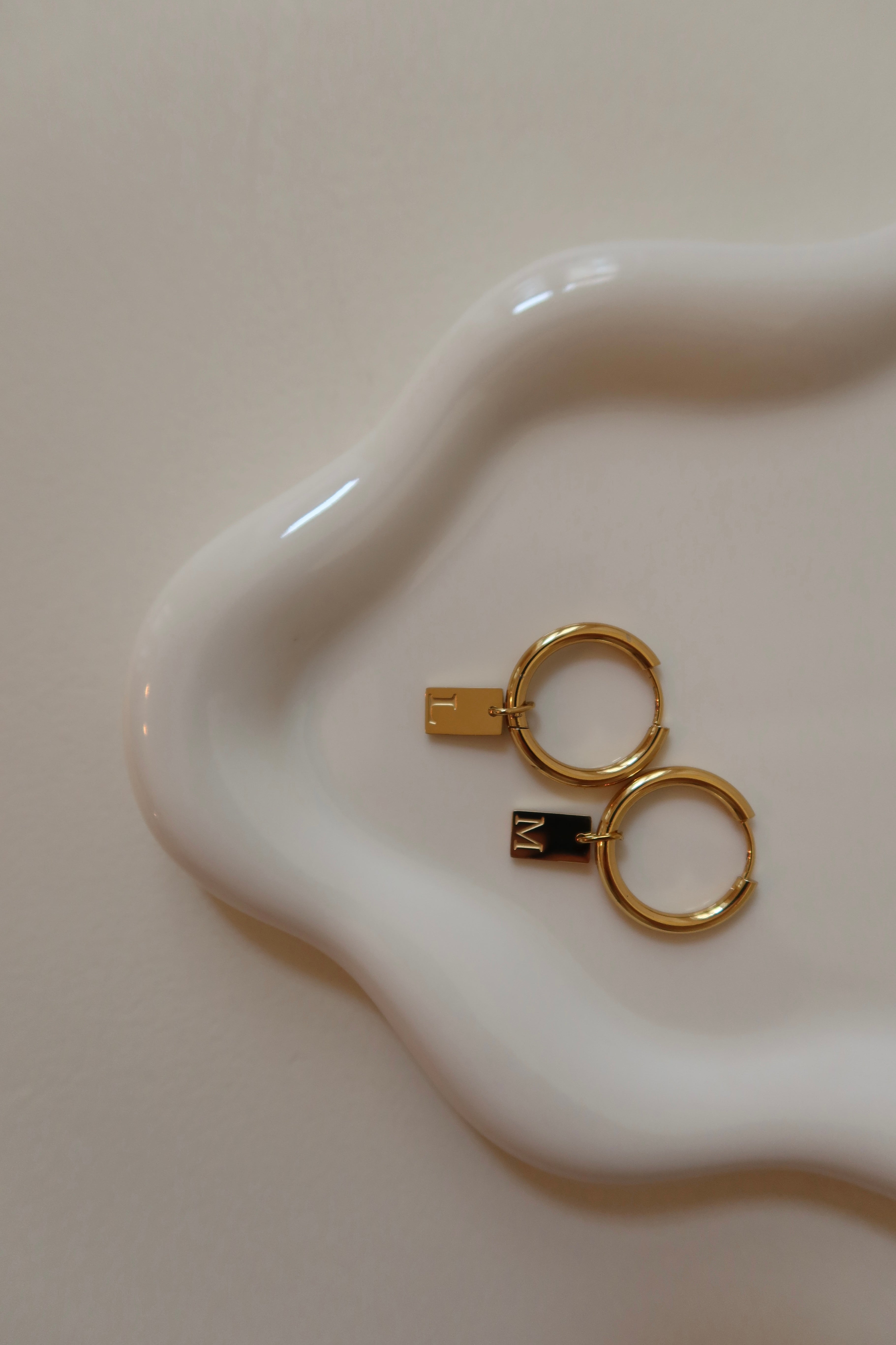 Round Letter Tag earring