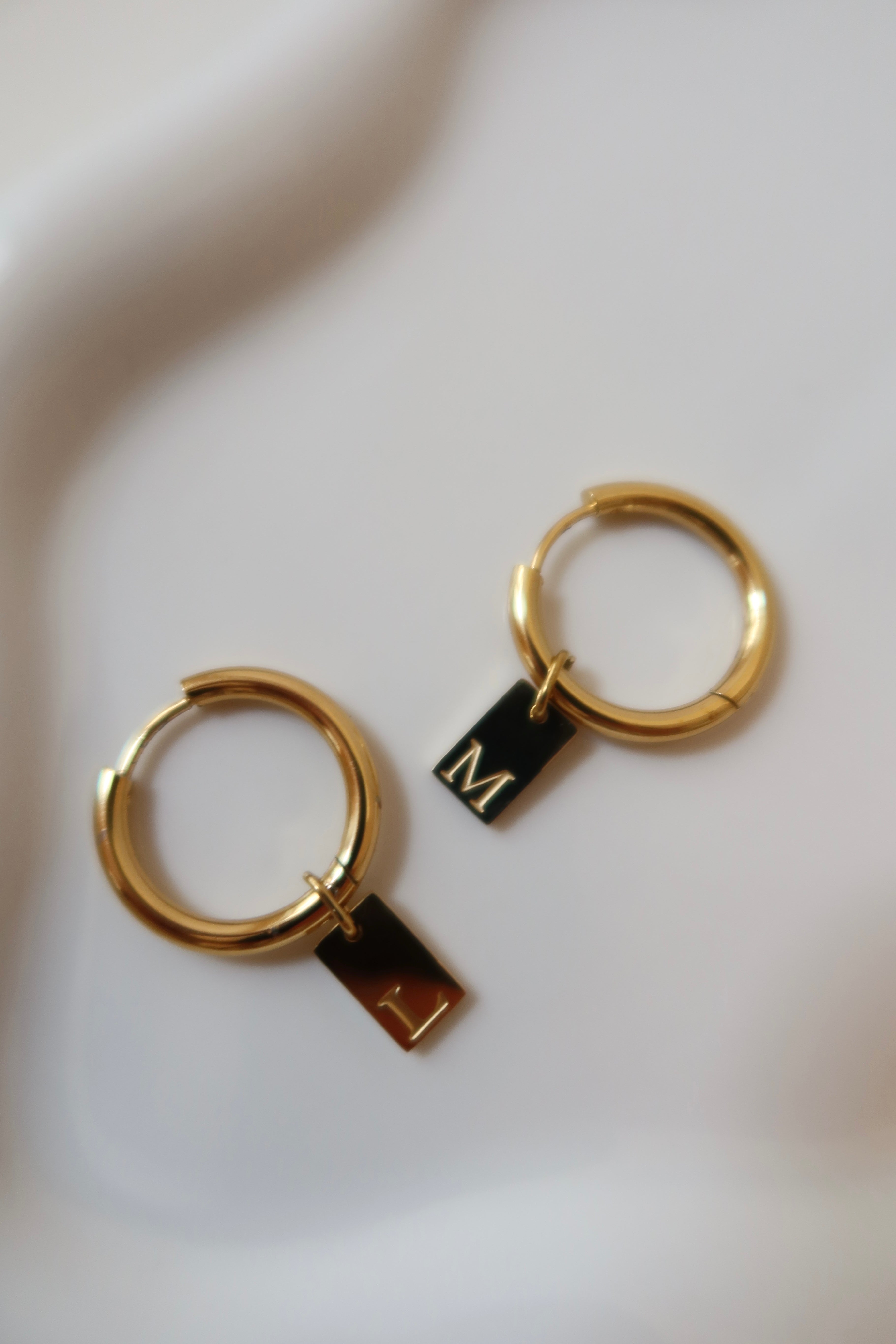 Round Letter Tag earring