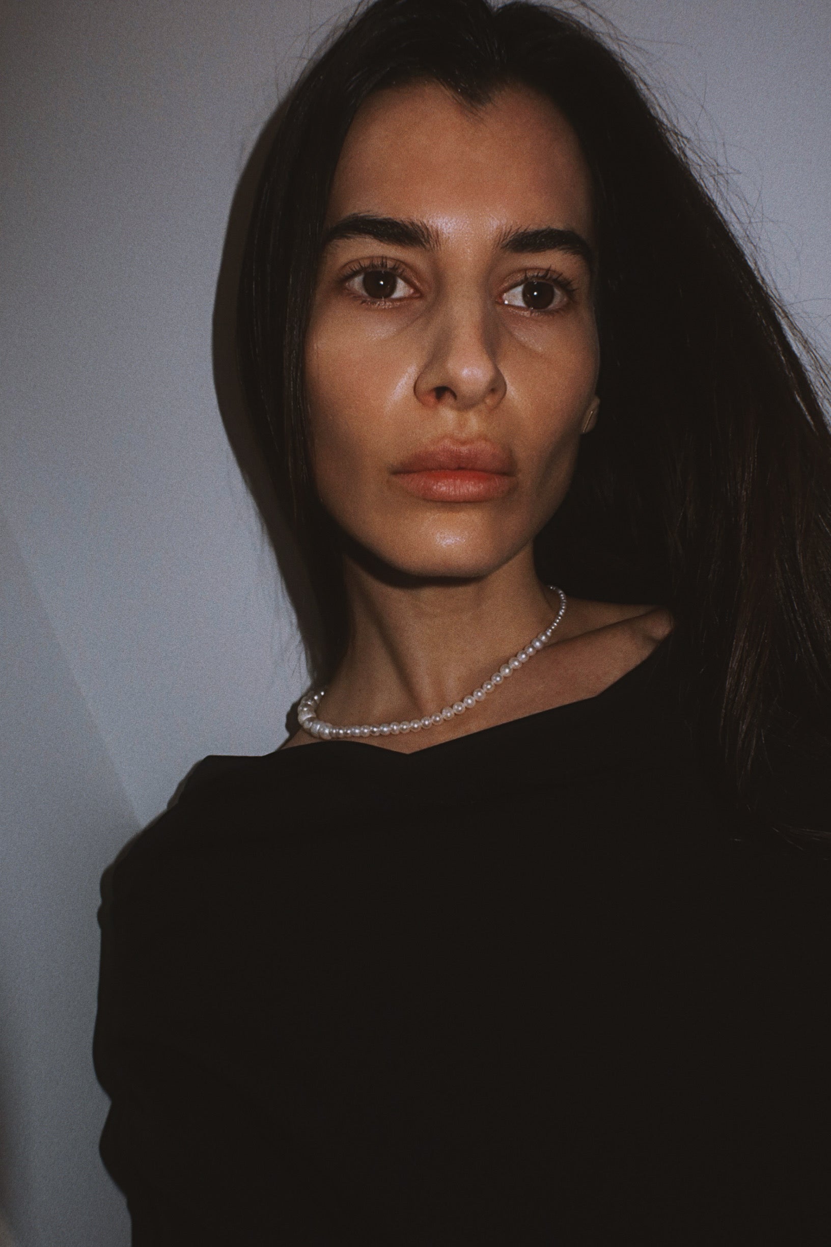 Triptych pearl necklace