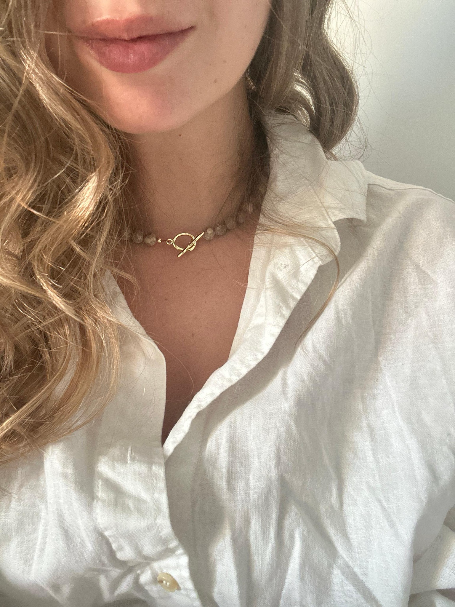 Mosaic natural stone necklace