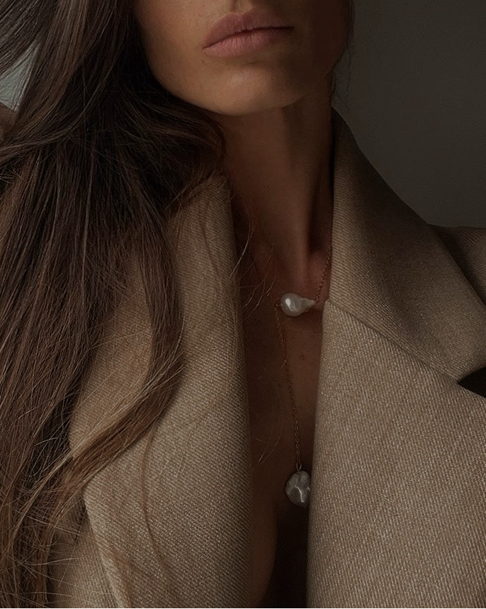 Double Baroque pearl necklace